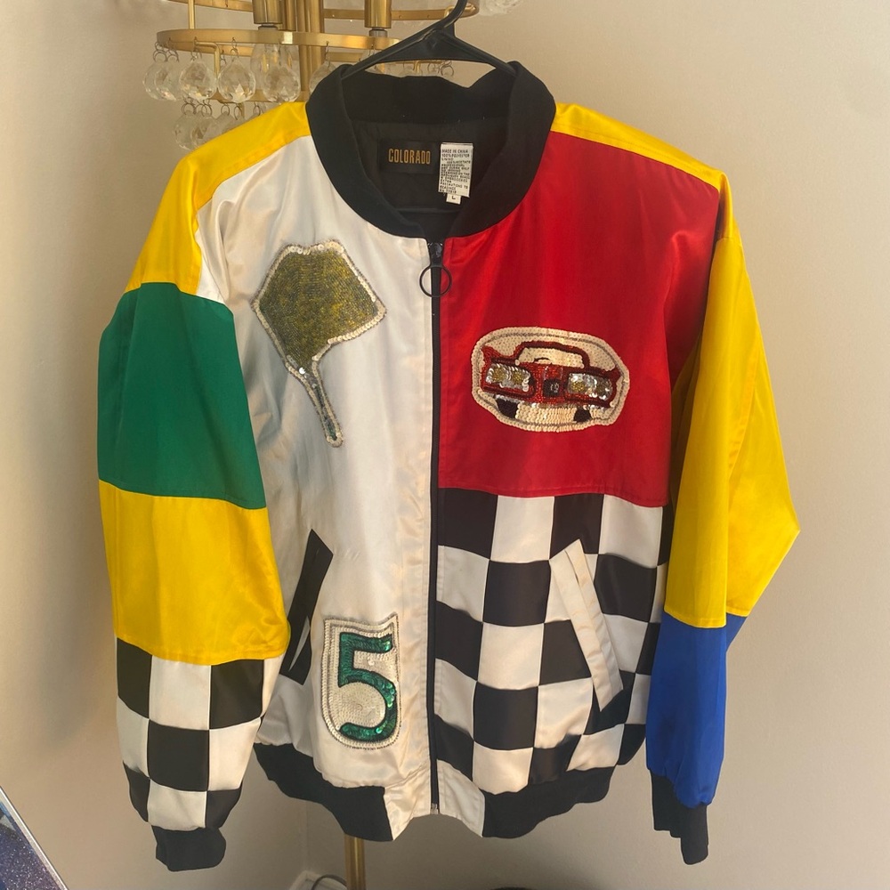 Colorblock Racing Bomber Jacket - Multicolor - Picture 1 of 4